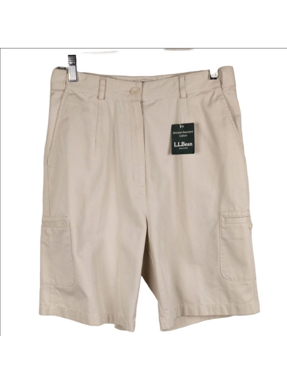 L.L. Bean Original Fit Wrinkle Resistant Cotton Cream High Rise Bermuda Short